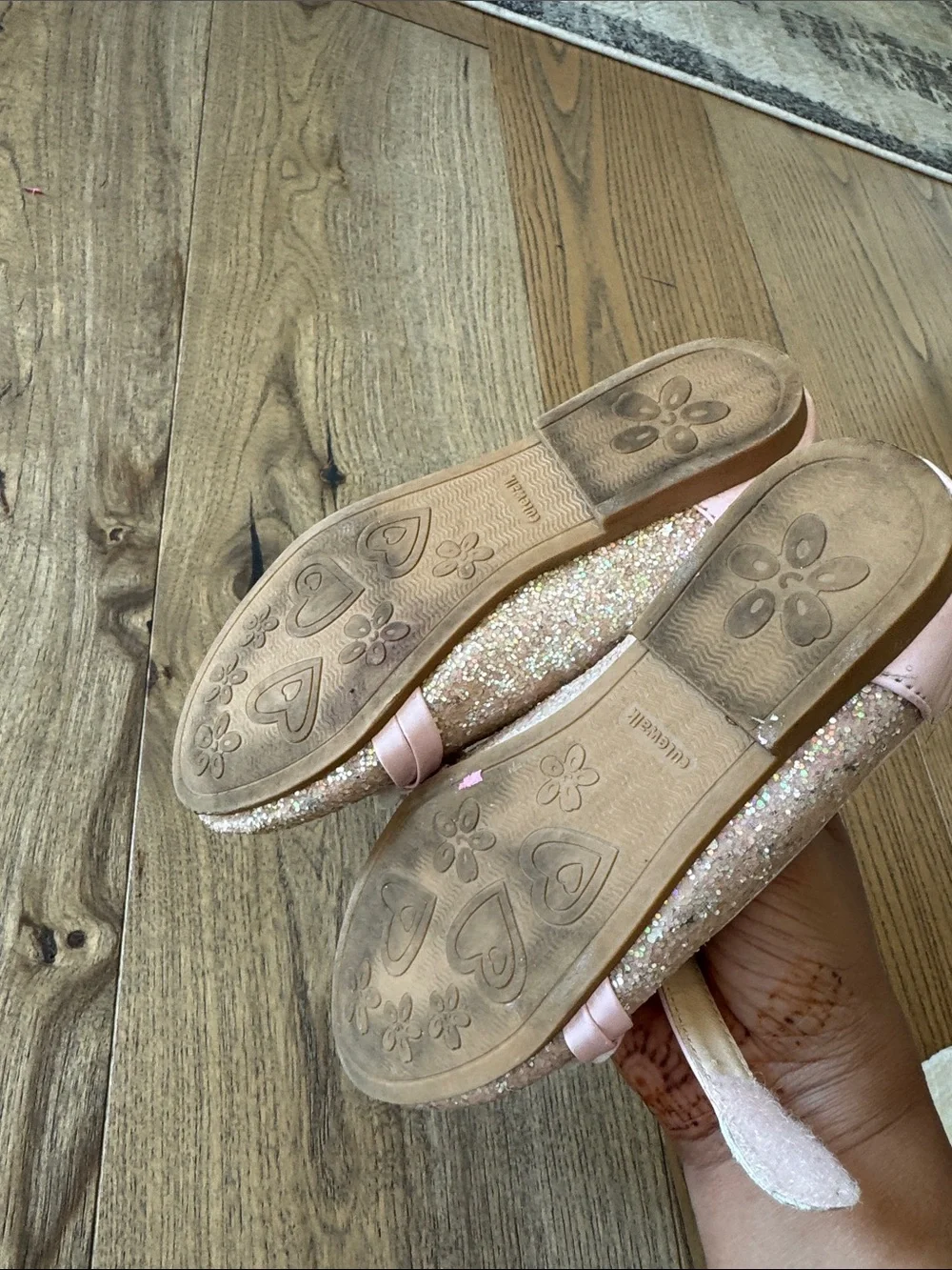 Active USA Pink Glitter Flower Strap Mary Jane Kids Shoes